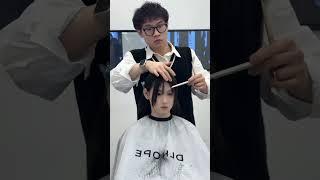 Haircut #bangs #white hair color #square circle Face #Bangs recommended #french bangs #hairstyle