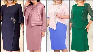 Women Plus Size Office Wear Luxury Formal Two Piece Bodycon Dresses With Jackets and Blazers