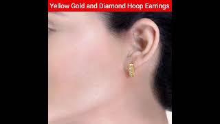 14KT Yellow Gold and Diamond Hoop Earrings for Women #shorts #nsoni