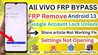 All Vivo FRP/Google Account Remove Android 13 Settings Not Openin Without PC No Share article 2025