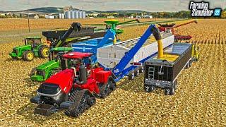 CORN HARVEST WITH WORLDS BIGGEST GRAIN CART! (MOTHER BIN 6,000 BU CAPACITY!) | FS22