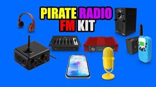 PIRATE Radio Station FM Transmitter Kit. Transmitter, Antenna, Audio setup home pirate radio station