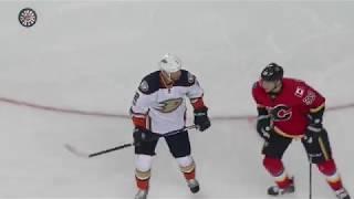 Sam Bennett rocks Kevin Bieksa Game 3 2017 Western Conference Quarter Finals