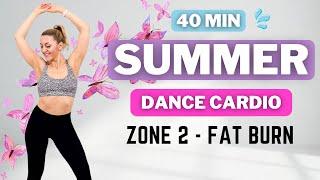 40 Min SUMMER DANCE CARDIOFun Aerobics Workout for Weight LossKNEE FRIENDLYNO JUMPING