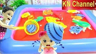 Đồ chơi Câu Cá BÚP BÊ BARBIE BẮT CON SÒ LỤA | Fishing toys game Kids toys TRÒ CHƠI CÂU CÁ