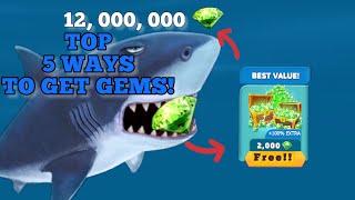 TOP FIVE WAYS TO GET FREE GEMS IN HUNGRY SHARK EVOLUTION!!!! Hungry Shark Evolution!