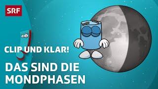 Clip und klar! – Vollmond bis Neumond: Warum gibt es Mondphasen? | Kindervideos | SRF Kids