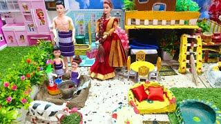 Barbie Doll All Day Routine In Indian Village/ Nisha Ki Kahani Part -86/ Barbie Doll Bedtime Story||