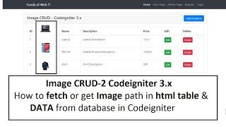 Image CRUD-2 Codeigniter 3.x | How to fetch Image in html table & data from database in codeigniter