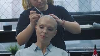 Lady does a full head shave in a classic barbershop. [Trailer]