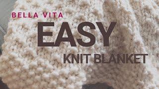 EASY Knit Blanket Video Tutorial for Beginning Knitters Quick Knit Blanket Pattern in Super Bulky