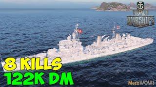 World of WarShips | Edinburgh | 8 KILLS | 122K Damage - Replay Gameplay 4K 60 fps