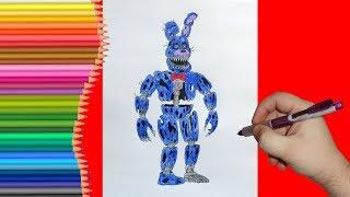 How to draw Nightmare Bonnie, FNaF, Как нарисовать Кошмарного Бонни, ФНаФ