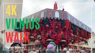 【4K】 Lithuania Vilnius Walk - UNESCO Old Town Walking in December with City Sounds