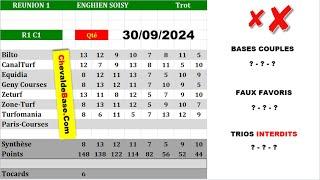 Pronostics Quinté PMU R1C1 de LUNDI 30 Septembre 2024 + les 3 Bases Incontournables + Presse Turf