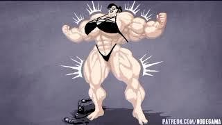 female muscle growth animation part 1