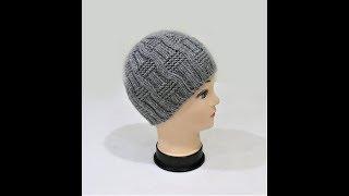 Мастер класс. Мужская шапка спицами с круглой макушкой. Men's knitted hat. Master Class.