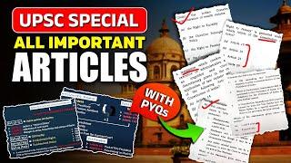 Important Articles (अनुच्छेद) in One Video | Indian constitution | संविधान के महत्वपूर्ण अनुच्छेद