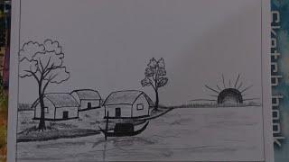 how to drawing | Gramer Drisso drawing | Easy Scenery Drawing tutorial | Drawing | Ashiq Art Academy