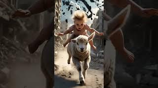 City Collapsing. Baby Abandoned. And Then — A Lamb Appeared!  #baby #lamb #rescue #usa #shorts