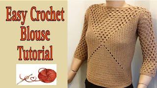 Easy Crochet Blouse Tutorial/ Crochet Top Beginner-Friendly #diy