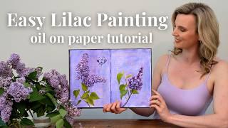 Painting on Paper with Oil How to Paint Flowers Lilac Sketchbook Tutorial
