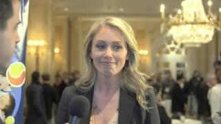 Actress and 10 and under tennis advocate Christine Taylor speaks with Harry Cicma