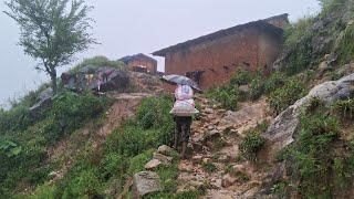 Nepali mountain village life || Rainy Day || Nepali Village life || Hari Rokaya