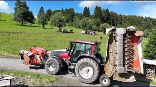 Heu mähen  mit Mähkombination Kuhn mit Eigenbaufahrwerk im Höllfeld