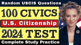 2024-2025 Random USCIS Complete 100 Civics Test, Citizenship Test, Questions/Answers, Ciudadania