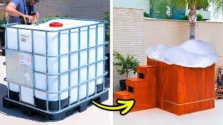 We made a hot tub to chill outside || DIY recycling things that look amazing