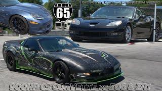 900HP C5 CORVETTE vs Z06 & ZR1 65mph Roll Start Race Motive event @ MARYLAND International Raceway