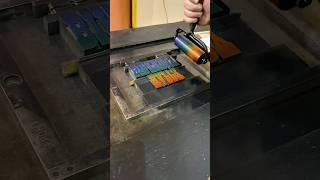 Letterpress printing a rainbow birthday greeting