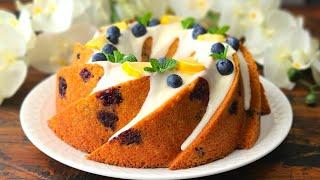 Кекс с Черникой и с Творожно Лимонной Глазурью