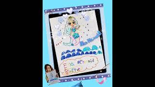 Elsa Frozen Mermaid ! Blue & White beautiful combination! My creative art ideas! Frozen Art ideas