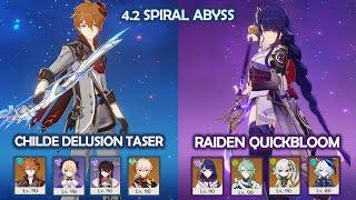 Childe Delusion Taser & Raiden Furina Quickbloom - 4.2 Spiral Abyss - Genshin impact