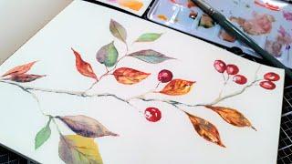 Relax and Paint a Calming Zen Branch with me! Real Time watercolor Tutorial