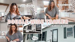 *DOUBLE WIDE TRAILER BEFORE & AFTER* old double wide mobile home maintenance + updates + homemaking!