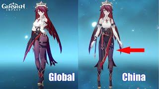 Global vs CN Outfit Changes Comparison - Genshin Impact