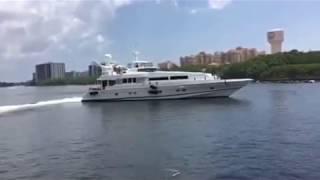 92' Oceanfast leaving slip in Boca Raton lovethatyacht.com