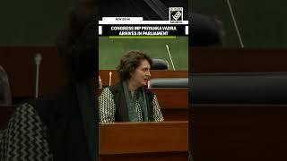 Congress MP Priyanka Gandhi Vadra arrives to attend party’s meeting at Parliament Annexe