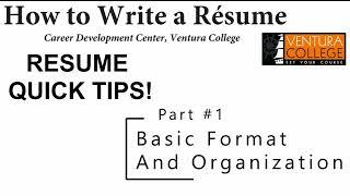 Resume Quick Tips #1: Format