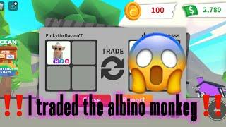 Trading mega neon albino monkey in roblox adopt me