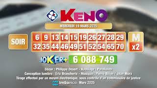 Tirage du soir Keno® du 19 mars 2025 - Résultat officiel - FDJ