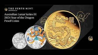 Australian Lunar Series III 2024 Year of the Dragon Proof Coins