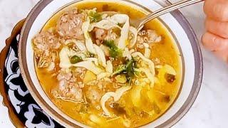 SERVE SUCH SOUPCHIK HOT EVERY DAY ‼️ UZBEK SOUP UGRA WITH MEATBALLS.