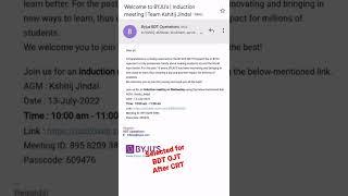 Byjus OJT Round 2 | Selected for OJT BDT | BDA Byjus Life