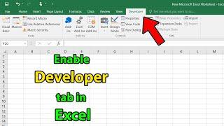 How to enable developer option in excel