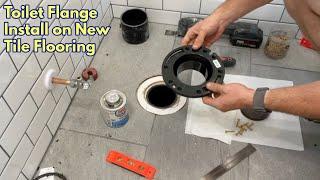 How to install a new toilet flange on finished tile floor