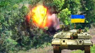 Ukrainian Tank T-64BM destroys Russian MTLB with a direct hit.